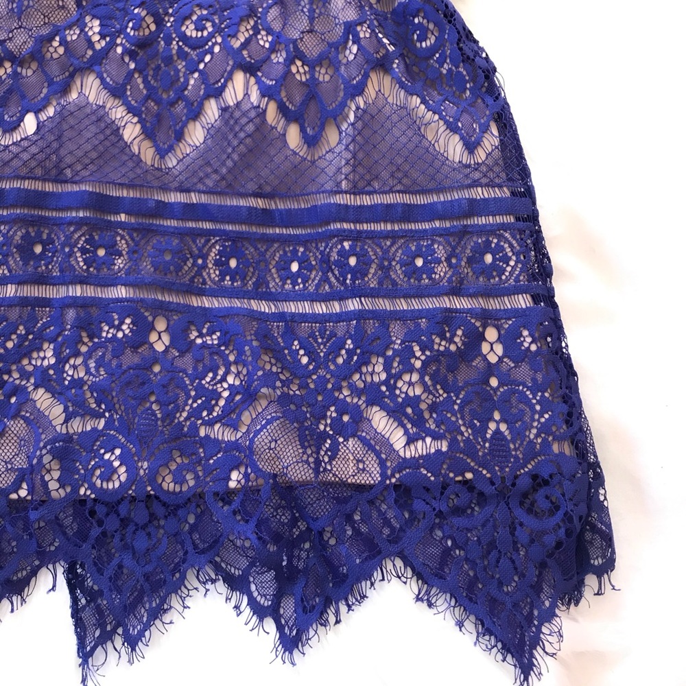 Crystal Doll purple lace nude halter top dress, L - Picture 2 of 8